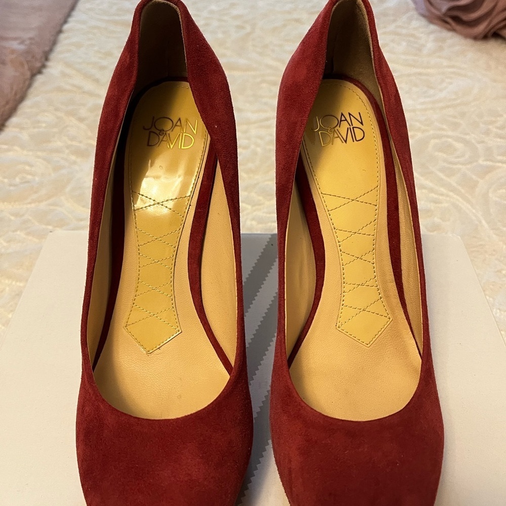 Joan & David Suede play form pumps.
